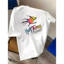 Hot Tuna Monster Fish / 1pc Surfing T-Shirt, Hardcore Tuna Fish Graphic / Loose Fit Short Sleeve Surf Tee for Beach, Surf Apparel / Machine Washable S balta