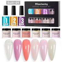 No-Lamp Dipping Powder Manicure Kit with Base & Top Coat, Full Tools, Nail Art Starter Set, French Tips, Budget-Friendly Press-On Nail Supplies Solid color infiltration powder set 01