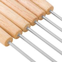 6pcs Stainless Steel Fondue Forks Cheese Fondue Sticks Smore Sticks with Wooden Handle Heat Resistant for Chocolate Cheese beige