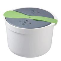 Microwave Rice Cooker Set Portable Food Container, Large Capacity Multifunctional Steamer, Household Bento Lunch Box Steamer Pot gray