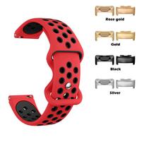 Round Hole Strap for Fitbit Charge 6 Quick-dry Breathable Sport Wristband Compatible with Fitbit Charge 5 Soft Silicone Band Charge 5 6&Silver raudona