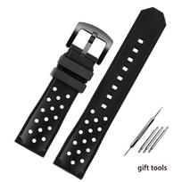 Silicone Rubber Watch Strap for Heuer DRIVE TIMER Kaya F1 Race Car Waz2113 Teso Kutu Silicagel Breathable Belt Men's Watchband 22mm black