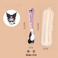 Kuromi Cartoon Kids' Long-Handle Feeding Spoon Set white