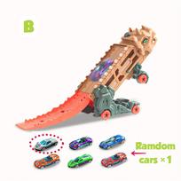 Transport Dinosaur Truck featuring Foldable Sliding Race Track Transforms into Standing T-Rex and Trike Best Birthday Gift Idea ideal for Children gray