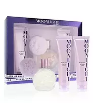 „Ariana Grande Moonlight“ moterims skirtas kvepalų vanduo 100 ml + kūno kremas „soufflé“ 100 ml + dušo gelis 100 ml – dovanų rinkinys