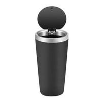 Compact Leakproof Mini Car Trash Can with Easy-Press Pop-Up Lid Durable Odor-Blocking Waterproof ABS Bin for Cup Holders Storage black