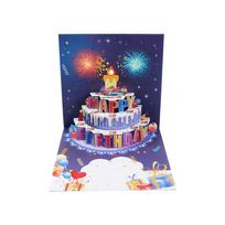 3D -Up Birthday Card with Sound and Light, Blow Out Candle Feature - Greeting Card for Birthday Celebration One Size blue