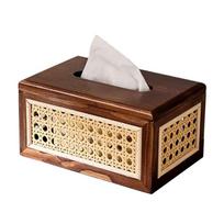 Solid Wood Rattan Tissue Box Thickened Wet Wipes Container Wooden Napkin Case  Bathroom juoda