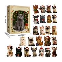Cat Advent Calendar 2025 24 Days Christmas Countdown With 24 Different Breeds 2D Acrylic Cute Kitten Christmas Tree Ornaments M black