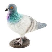 Yousheng Feather Animal Model Simulated Magpie Pigeon Cuckoo Blue Wren Rusty-breasted Tit Solid Model Ornament PVC Bird Statue Figurine Desktop C white
