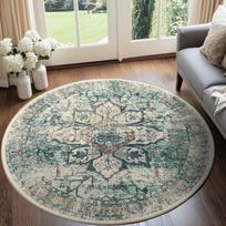 Alfombra redonda verde para sala de estar,Alfombra bohemia Vintage para dormitorio,Arte avanzado elegante,lavable a máquina Diameter 80cm gray