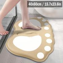 Cartoon Footprint Bath Mat Non-slip Backing Dirt-scraping Surface Entrance Mat Water Absorption Household Carpets chaki