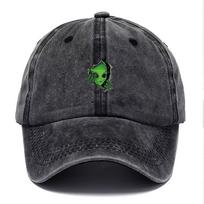 Washed Cotton Baseball Cap Adjustable Distresseded Trucker Hat For For Men And Women Sci-Fi Street Stylewear Fashion Cap Customize Alien Vintage black