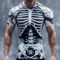 3D Skeleton Print Compression Shirt All Over Print T-Shirt XL black