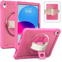 Funda Case for IPad Air11 Pro11 iPad 10th Gen A16 A19 Pro12.9 IPad 10.2 9.7 5th 6th Gen Mini 6 Rotating Handle Stand Cover Coque mini6 mini7(8.3inch) ryškiai rožinė