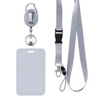 Retractable Badge Reel with Lanyard, ID Card Holder for Employee Badge, Bus Pass Case, Accessories One Size žalia