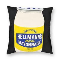 HELLMANNS Real Mayonnaise Square Pillowcase Polyester Linen Velvet Printed Zip Decorative Pillow Case Sofa Cushion Case x 30cmx30cm(12x12Inch) black