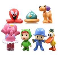 / 7 vnt./rinkinys Kawaii Pocoyo gyvūnų žaislas Paukštis Antis Dramblys Lėlės Žaislo Modelio Scenos Papuošalai Anime Animacinis mielas PVC figūrėlės Žaislai beige