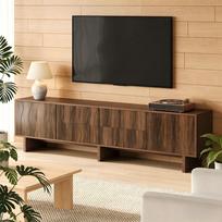 180*40*56cm TV Stand, 4 Drawers and 2 Cabinet Doors, Wave-Shaped Design, Lowboard, Living Room Cabinet, Suitable for TVs up to 75 Inches, Dark Walnut 180 x 40 x 56 cm