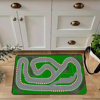 Modern Racing Track Mat - Machine Washable Entry Mat,Perfect Rugs for Living Room, Bedroom, Study, or Entryway Decor 40cm x 120cm gray