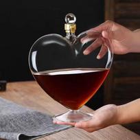 Širdelės formos stiklinis vyno ąsotis – Skaidrus butelis raudonajam vynui, viskiui, šampanui, namų baro naudojimui (as the picture,27x23cm) brown