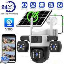 V380 PRO WiFi Saulės Kamera Išmanioji Namų Saugumo Apsauga AI Žmogaus Aptikimas 3 Objektyvai 360 Stebėtuvas IP Kameros Vaizdo Stebėjimo Monitorius Wifi camera