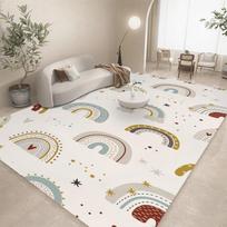 RANIBOW Spausdintas Plotinis Kilimas Grindų Kilimėlis Neslystantis Skalbiamas Mašinoje Flanelinis Kilimas Namų Svetainei Vaikų Žaidimų Kilimėlis Miegamojo Grindų Kilimėlis 50x80cm beige
