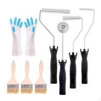 8Pcs Fiberglass Roller Brushes,Gloves Bubble Paddle Tool Laminating Paint Fit for Resin white