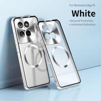 Stumdomas nuimamas dėklas Motorola Moto Edge 70 Magsafe, permatomas matinio paviršiaus nuimama galinė plokštelė, metalinis rėmelis, apsaugantis nuo kritimo Motorola Edge 70 gray