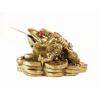 The Spiritual Living Feng Shui Lucky Three Legged Money Frog with Coin in Mouth beige