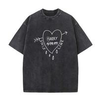 Harry Styles Heart Arrow Art Graphic Vintage Washed Short Sleeve Oversized Streetwear Tee for Weekend Getaways S įvairiaspalvis