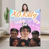 Super Soft Blanket Decorative TV XO Kitty Kim Min Throw Blanket Flannel Bedspread For Living Room Fluffy Sofa Bed Cover Size: 75*100cm, Weight: 230 GSM black