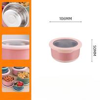 Nerūdijančio plieno izoliuota pietų dėžutė su dangteliu Virtuvės maisto sandari dėžutė Buitinis šaldytuvo izoliuotas dubuo Round -220ml(1pc) rožinė
