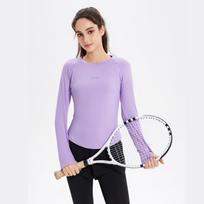 Ice Silk Long Sleeve Women's Quick-Dry Yoga Running Fitness Top - Slim Fit, Round Neck T-Shirt for Spring, Summer, Autumn Extra Large šviesiai violetinė spalva