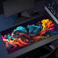 Colored Liquid Keyboard Mouse Pad Large MousePad XXL Gaming Mini PC Rubber Lock Desk Mat Laptop Computer Gamers Work Office 600x300x2mm blue