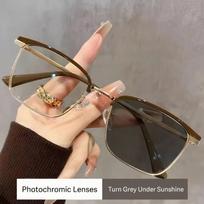 Protingi spalvas keičiantys trumparegiai akiniai nuo saulės Unisex fotochrominiai artimo matymo akiniai Baigti receptiniai minus akiniai Dioptrija 0 beige