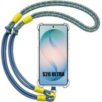 Case for Samsung Galaxy S26 Ultra, Shockproof Anti-Scratch Protection with Blue Detachable Lanyard geltona