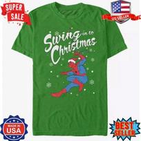 Marvel Žmogus-voras besisupantis Spidey Kalėdiniai marškinėliai T-shirt, S-5XL S green