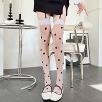 White Dots Jk Stockings For Girls Japanese Style Club Long Socks Overknee Lolita Stage Decoration Festival Polka Dot Socks One Size gray