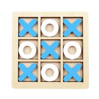 Wooden Tic Tac Toe Puzzle Game for Two Players Interactive Logic & Strategy Board Game Family Party Birthday Boys & Girls Gift mėlyna