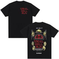 Anime Jojo Bizarre Adventure STEEL BALL RUN Tshirt 2026 Summer New Unisexs Casual Fashion Cotton Tshirt Oversized Tshirt S gray