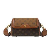 Advanced and fashionable wide shoulder strap pillow bag for women, retro printed contrasting single shoulder bag, crossbody bag black