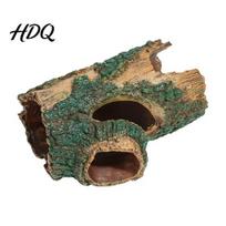 Reptile Hideout for Terrarium Rotten Tree Hideout Hole Aquarium Fish Shrimp Gecko Hiding Spot Hide Cave Shelter Tank Decoration Cave B black