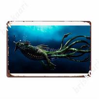 Subnautica Metal Plaque Poster Club Bar Wall Decor Club Home Vintage Tin Sign Poster 20X30CM blue