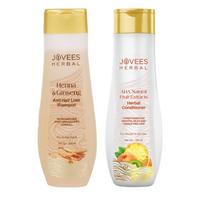Jovees Herbal Henna & Ginseng Anti Hair Loss Shampoo 300ml| For Hair Growth 300ml & AHA Natural Fruit Extracts Herbal Conditioner 150ml | Gives S white