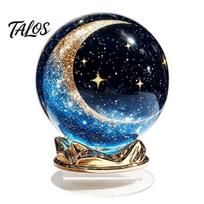 Romantic Room Decor Moon Star/Fairy Crystal Ball Ornament, Decorative Acrylic Sphere for Bedroom Living Timeless Window Ornaments Desk Decor, B beige