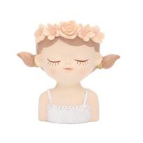 Cute Plants Flower Pot Resin Succulent Planter Flower Vases Little Girl Garden Decoration for Home Office Plant Pot beige