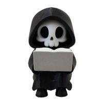 Grim Reaper Reading Figurine, 3D Printed Mini Skull Grim Reaper Statue, Cute Gothic Skeleton Ornament for Bookshelf, Desk, Shelf, Halloween Home Decor juoda