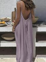 2026 Women's Backless Sling Overcoat Home Dress 4XL gray