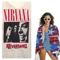1pc Nirvana Band Beach Bath Towel Classic Rock Vintage Print Microfiber Quick Dry Soft Skin Friendly Gym Sports Towel 40X60CM gray